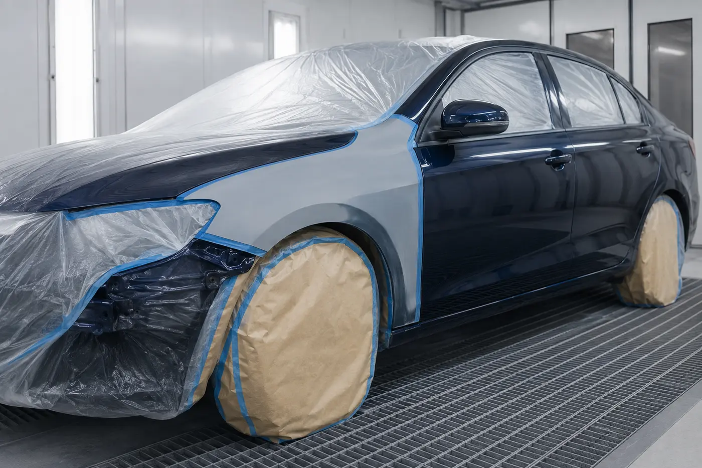 Vorbereitung eines Fahrzeugs für die professionelle Lackierung